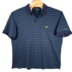 Masters Collection Polo Shirt Mens XXL Navy Blue Green Striped Pima Cotton Golf